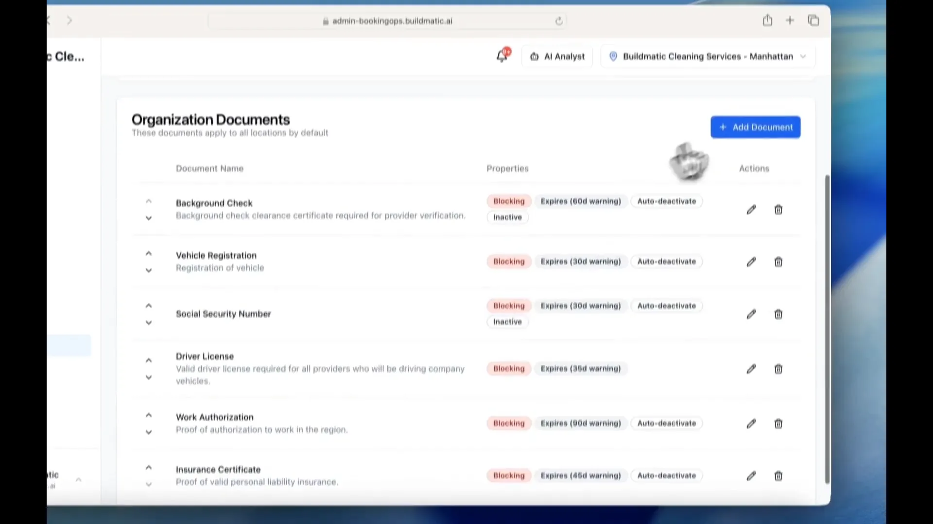 Provider compliance and document tracking