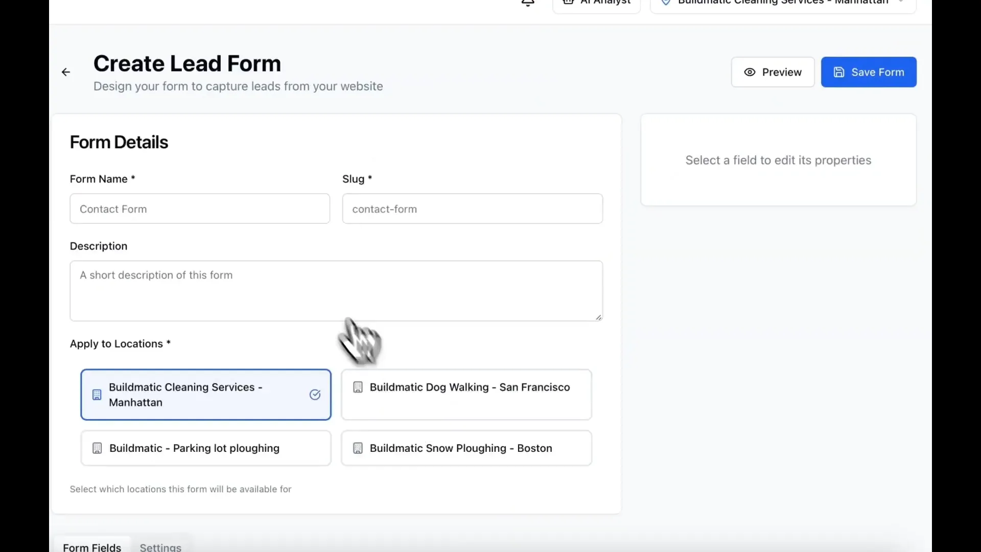 Visual lead form builder