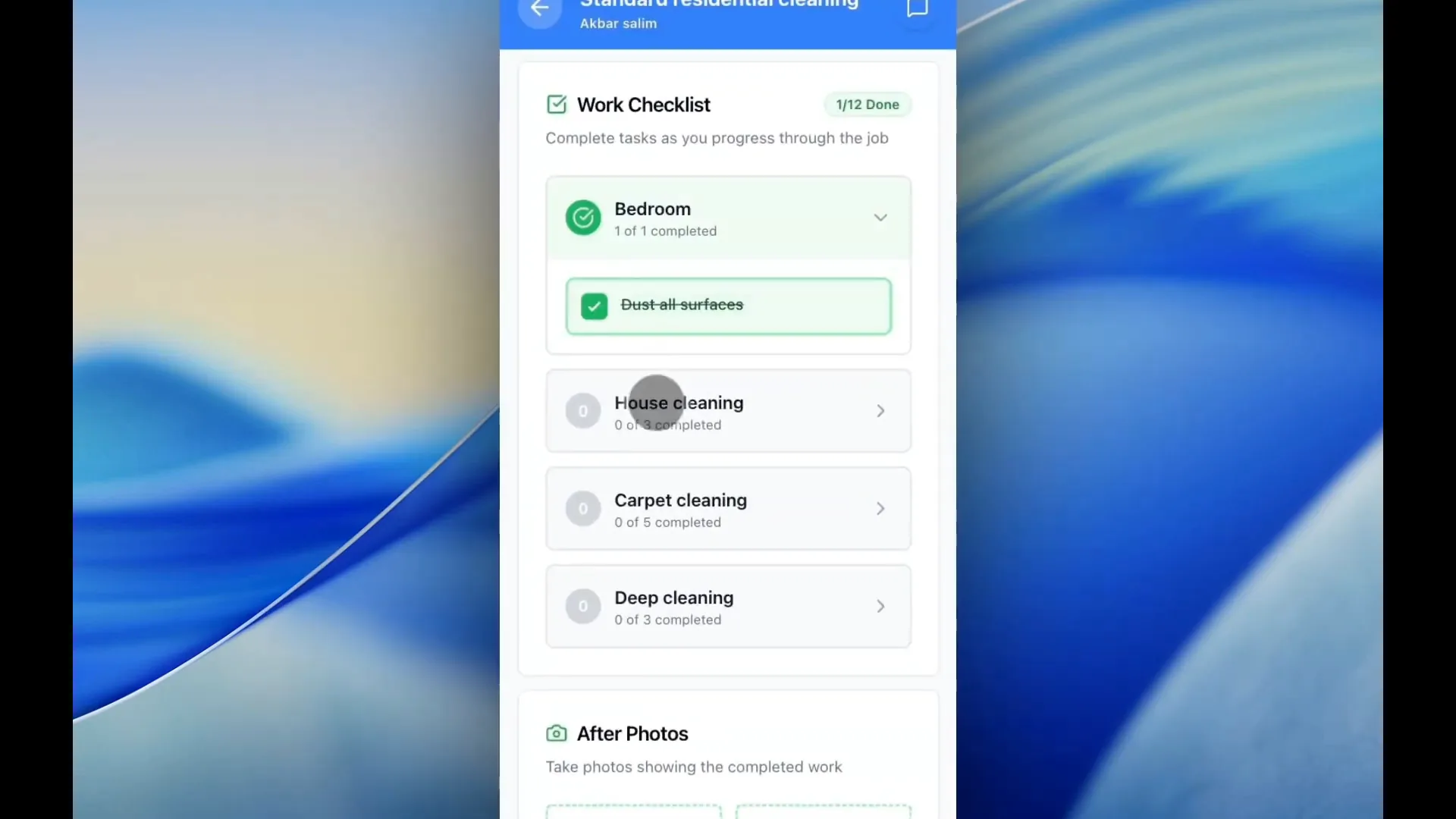 Provider mobile work checklist