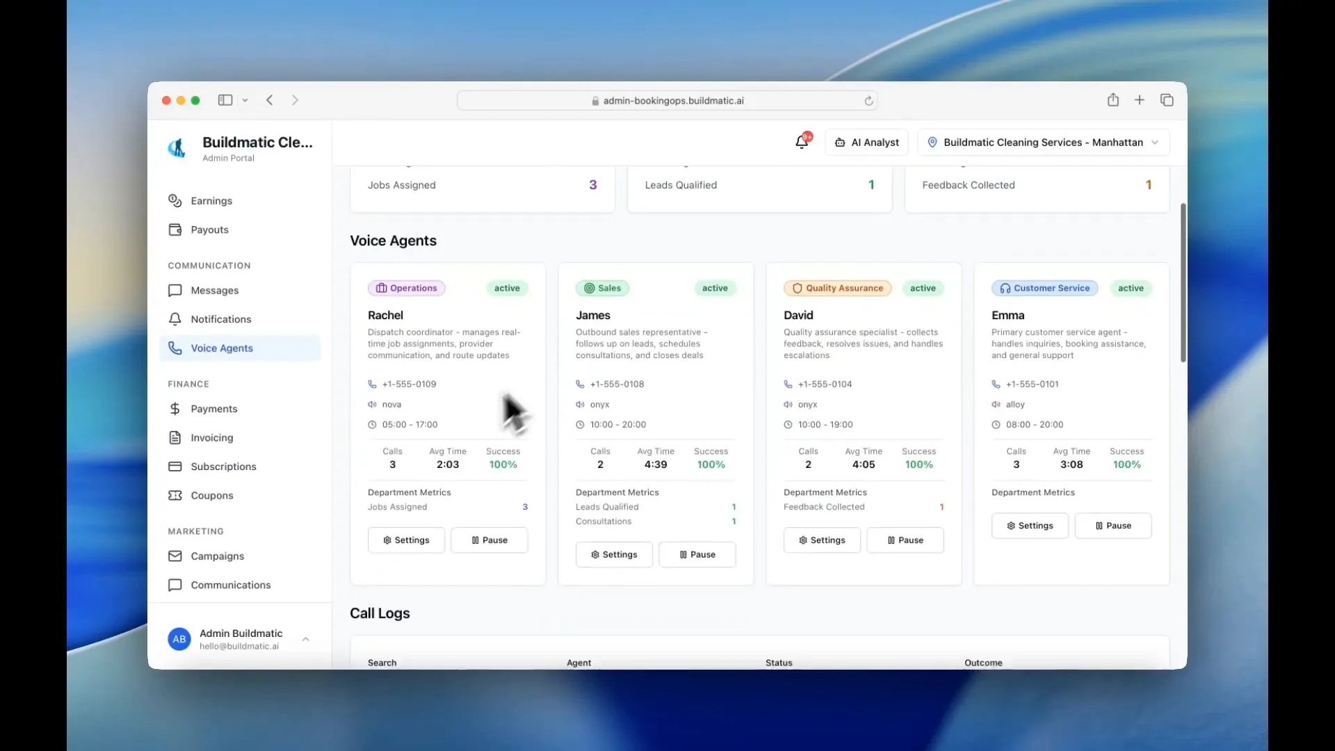 AI voice agents for operations, sales, QA, and customer service